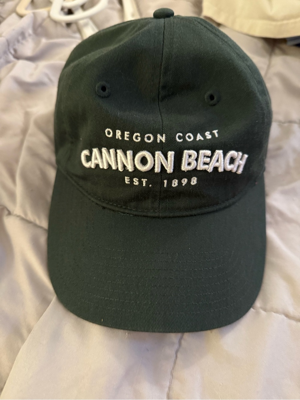 Cannon Beach Oregon Coast Embroidered Baseball Cap - Dark Green